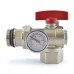 Rifeng SSM410 Manifold Angle Ball Valve w/ Temperature Gauge (red handle)
