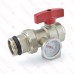 Rifeng SSM410 Manifold Angle Ball Valve w/ Temperature Gauge (red handle)