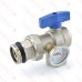 Rifeng SSM411 Manifold Angle Ball Valve w/ Temperature Gauge (blue handle)