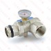 Rifeng SSM411 Manifold Angle Ball Valve w/ Temperature Gauge (blue handle)