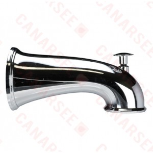6" long, Slip On Tub Spout w/ Pull Down Diverter, Chrome Plated