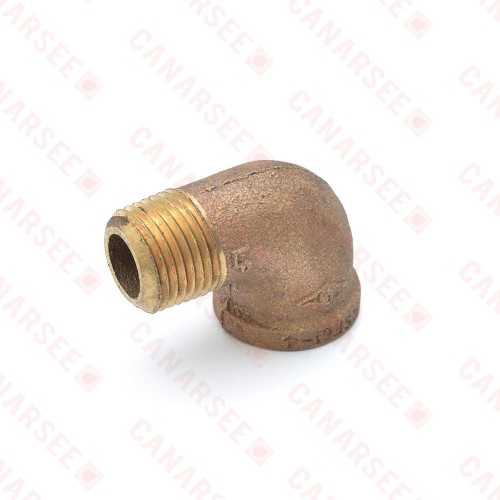 1/2" FPT x MPT Brass 90° Street Elbow, Lead-Free