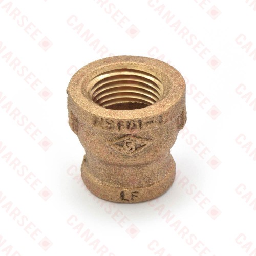 1/2" x 3/8" FPT Brass Coupling, Lead-Free