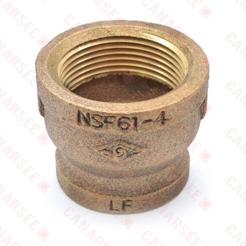 1-1/4" x 1" FPT Brass Coupling, Lead-Free