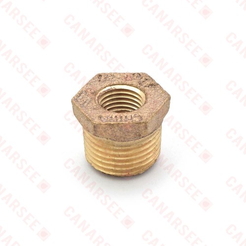 1/2" MPT x 1/4" FPT Brass Bushing, Lead-Free