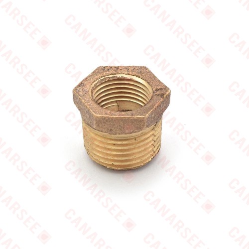1/2" MPT x 3/8" FPT Brass Bushing, Lead-Free