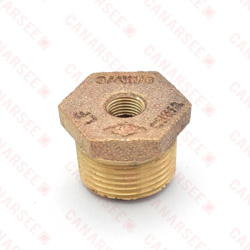 3/4" MPT x 1/8" FPT Brass Bushing, Lead-Free