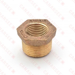 3/4" MPT x 1/2" FPT Brass Bushing, Lead-Free