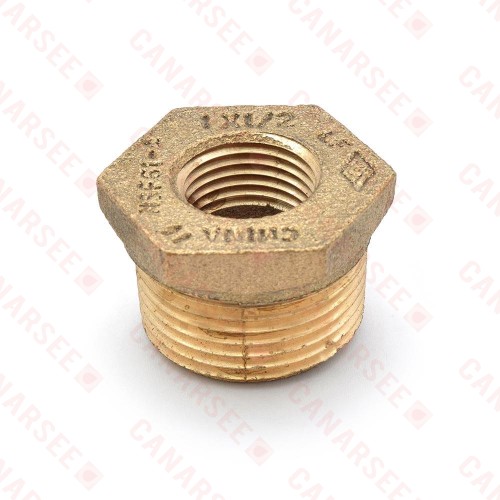 1" MPT x 1/2" FPT Brass Bushing, Lead-Free