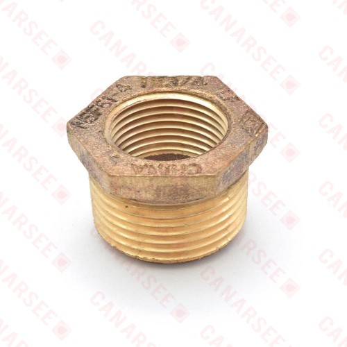 1" MPT x 3/4" FPT Brass Bushing, Lead-Free