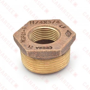 1-1/4" MPT x 3/4" FPT Brass Bushing, Lead-Free