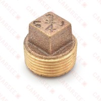 3/4" MPT Square-Head Brass Plug, Lead-Free