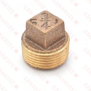 3/4" MPT Square-Head Brass Plug, Lead-Free
