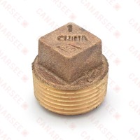 1" MPT Square-Head Brass Plug, Lead-Free