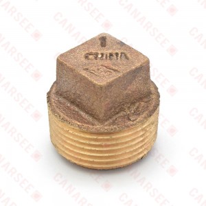 1" MPT Square-Head Brass Plug, Lead-Free