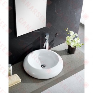 Fine Fixtures MV1919W White Vitreous China Bulging Round Vessel Sink