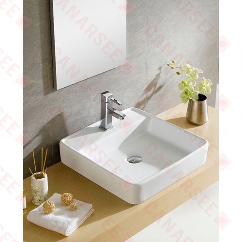 Fine Fixtures MV2020SW White Vitreous China Large Square Vessel Sink