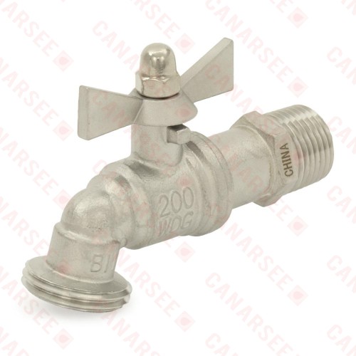 1/2" MPT 304 St. Steel Hose Bibb Ball Valve, 1/4-Turn (Lead-Free)..