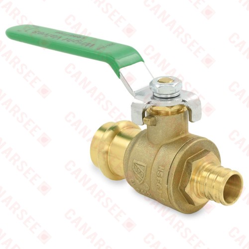 3/4" PEX x Press Brass Ball Valve, Full Port (Lead-Free)..