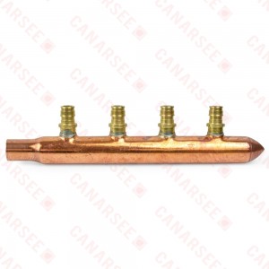 4-branch 1/2" PEX-A (F1960) Copper Manifold, 3/4" Male Sweat x Closed, LF