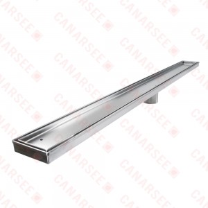40" long, StreamLine Stainless Steel Linear Shower Pan Drain w/ Tile-in Strainer, 2" PVC Hub