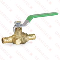 1/2” PEX Brass Ball Valve w/ Waste Outlet, Full Port (Lead-Free)