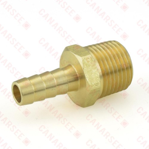 3/8” Hose Barb x 1/2” Male Threaded Brass Adapter