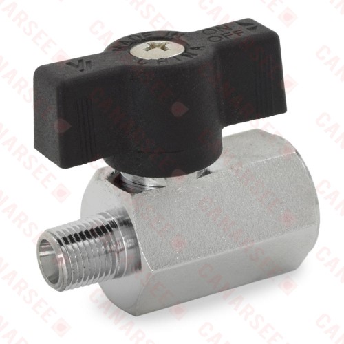 1/8" Male x 1/8" Female NPT Threaded Mini Brass Ball Valve, Full Port