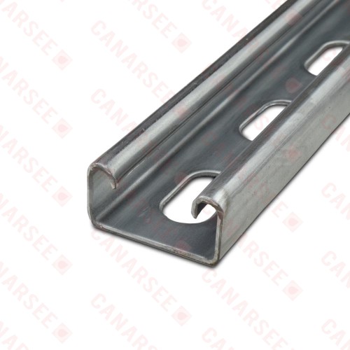 6ft Low-Profile (13/16" x 1-5/8") Metal Strut Channel, Pre-Galvanized Steel, Half-Slotted, 14-Gauge