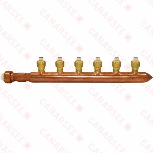 Sioux Chief 672Q0690 6-Branch Manifold, 3/4 x 1/2" Push-To-Connect x Closed
