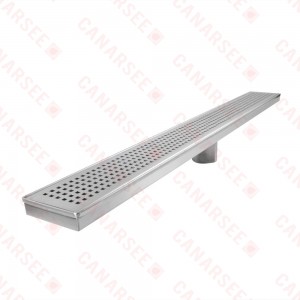 30" long, StreamLine Stainless Steel Linear Shower Pan Drain w/ Square Holes Strainer, 2" PVC Hub