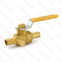 1/2” PEX Brass Ball Valve w/ Waste Outlet, Full Port