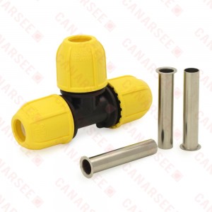 1/2" CTS Compression Tee for Yellow PE Gas Pipe