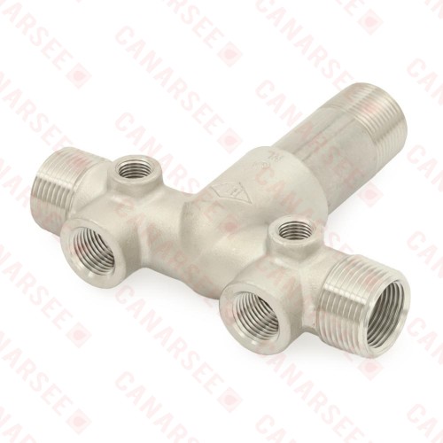 1" MPT x 4-3/4" Solid 304 Stainless Steel Short Well Tank Tee