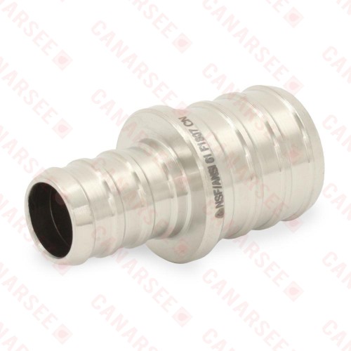 3/4" PEX x 1/2" PEX 304 St. Steel Coupling (Lead-Free)..
