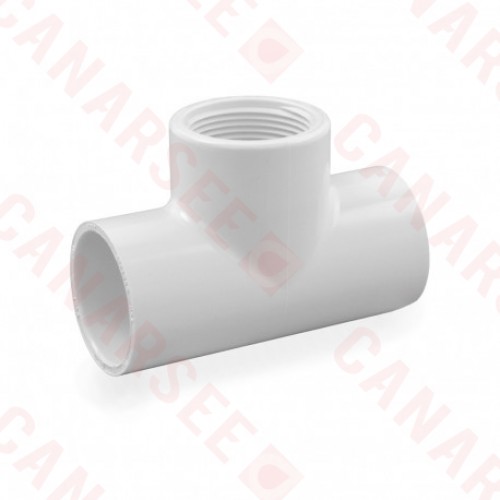 1-1/4" Barbed Insert x 1-1/4" Female NPT Threaded PVC Tee, Sch 40, Gray