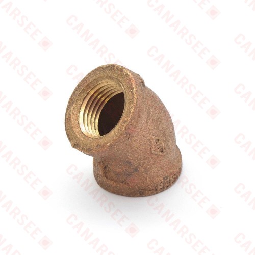 1/2" FPT Brass 45° Elbow, Lead-Free