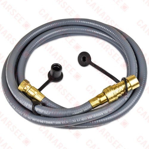 10ft Quick-Disconnect, PVC-Coated, Portable Gas Appliance/BBQ Connector, 3/8" FIP x 3/8" FIP, 3/8" ID